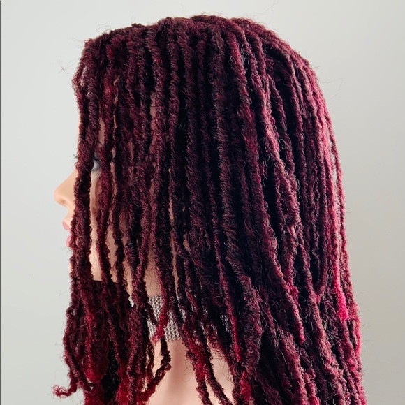 20” Heat Safe Synthetic Burgundy Dreadlock Wig - Picture 6 of 9
